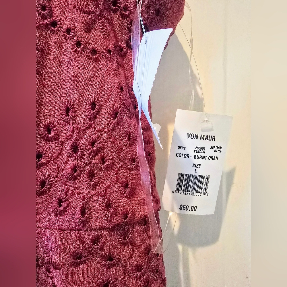 Von Maur Size L Chic Dusty Pink Embroidered Dress, NWT - Picture 5 of 6